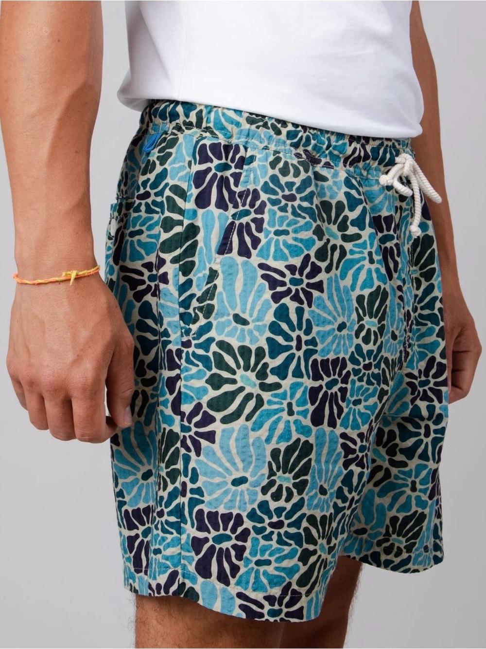 Primark Men’s Blue Retro Floral Swim Shorts / Trunks Small